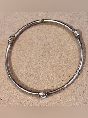 Brighton Twinkle Round bracelet Thin silver stacking bangle Round clear crystals